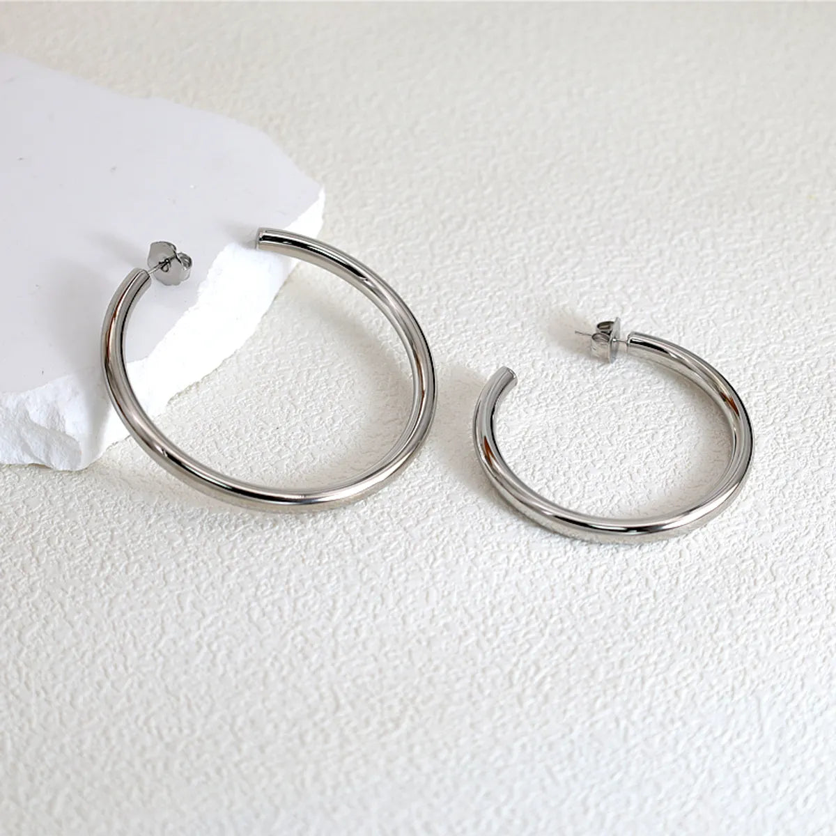 1 Pair Basic Exaggerated Round Titanium Steel Hoop Earrings