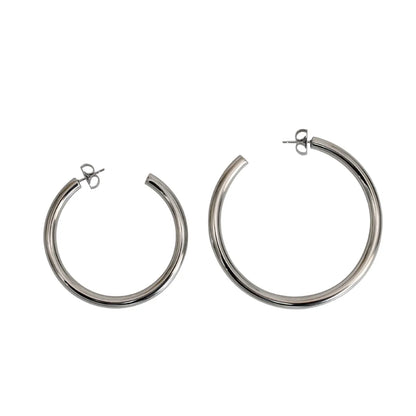 1 Pair Basic Exaggerated Round Titanium Steel Hoop Earrings