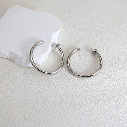 1 Pair Basic Exaggerated Round Titanium Steel Hoop Earrings