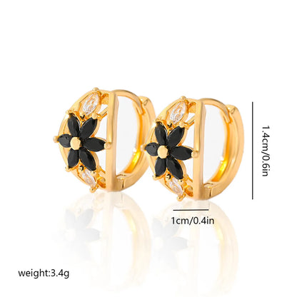 1 Pair Basic Flower Plating Inlay Copper Zircon Earrings