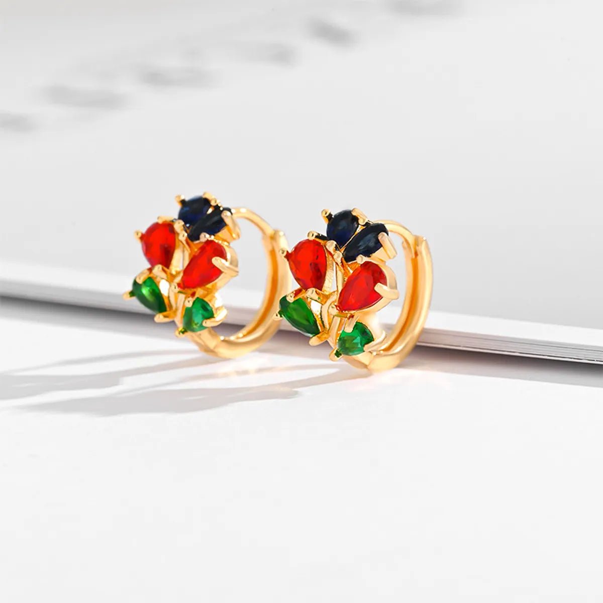 1 Pair Basic Flower Plating Inlay Copper Zircon Earrings