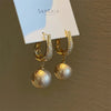 1 Pair Basic Geometric Inlay Imitation Pearl Copper Zircon Drop Earrings