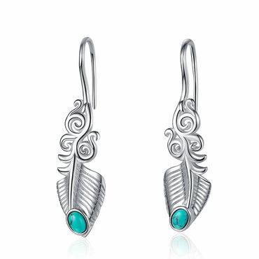 1 Pair Basic Geometric Plating Inlay Sterling Silver Turquoise White Gold Plated Drop Earrings