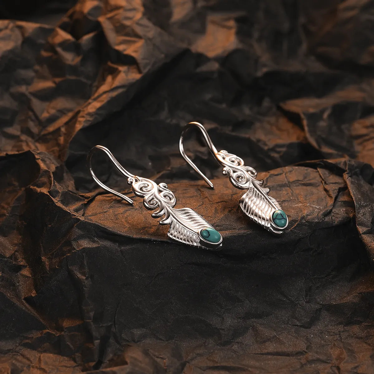 1 Pair Basic Geometric Plating Inlay Sterling Silver Turquoise White Gold Plated Drop Earrings