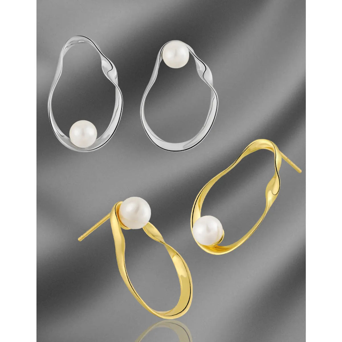 1 Pair Basic Geometric Plating Sterling Silver 18k Gold Plated Earrings