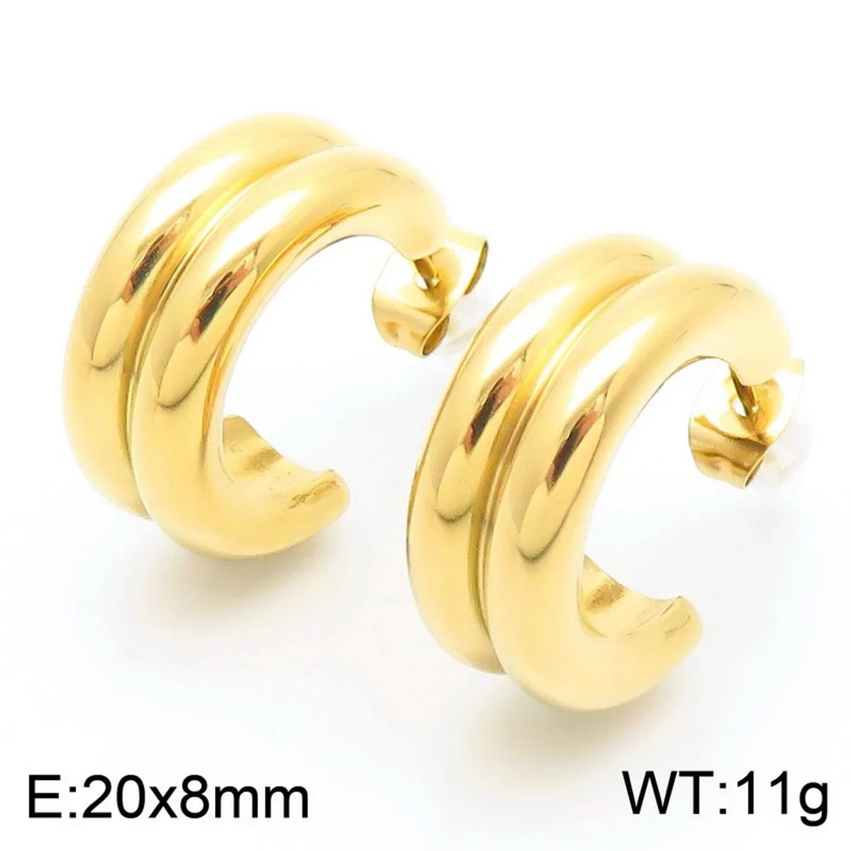 1 Pair Basic Geometric Titanium Steel 18K Gold Plated Hoop Earrings