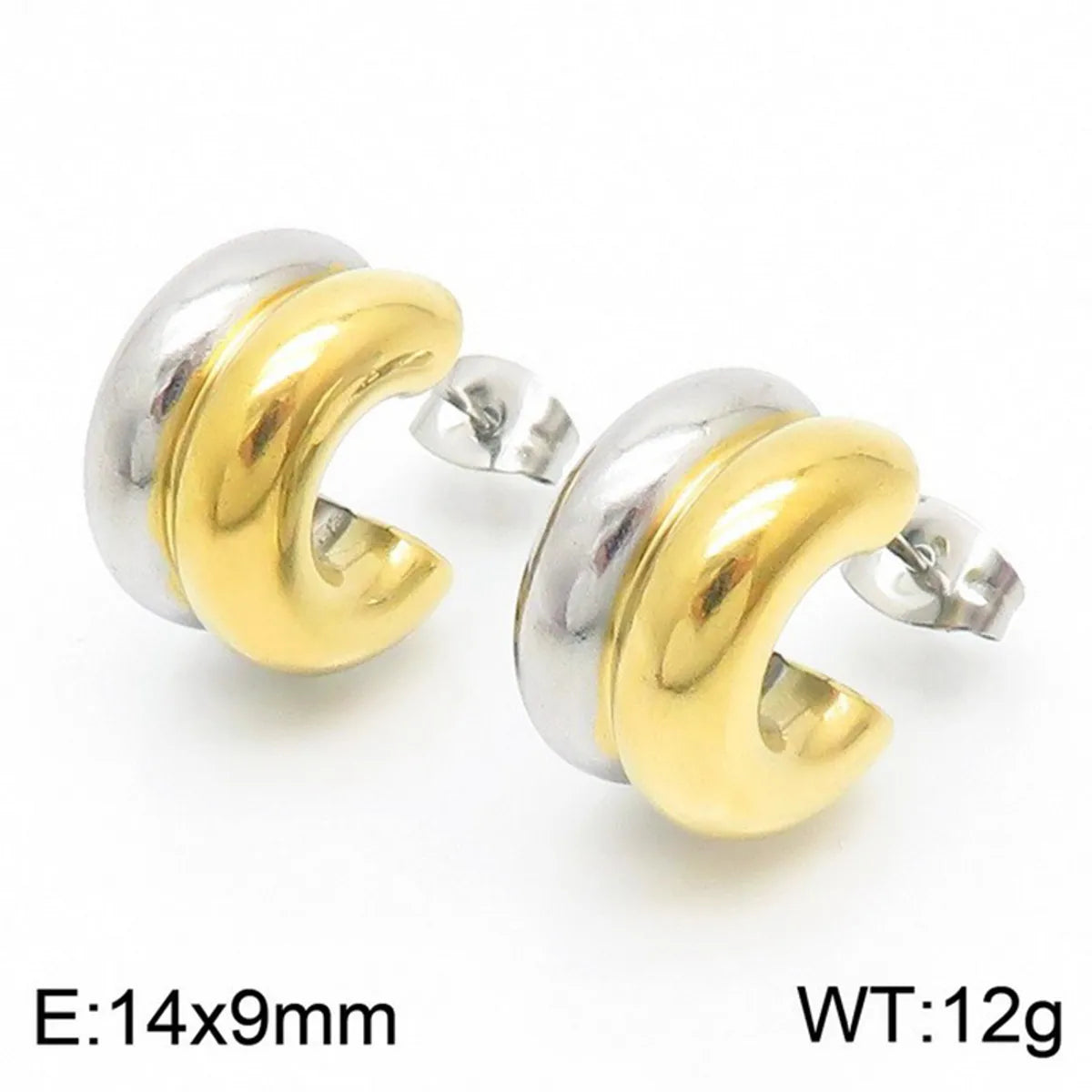 1 Pair Basic Geometric Titanium Steel 18K Gold Plated Hoop Earrings