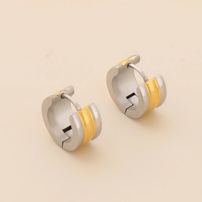 1 Pair Basic Geometric Titanium Steel 18K Gold Plated Hoop Earrings