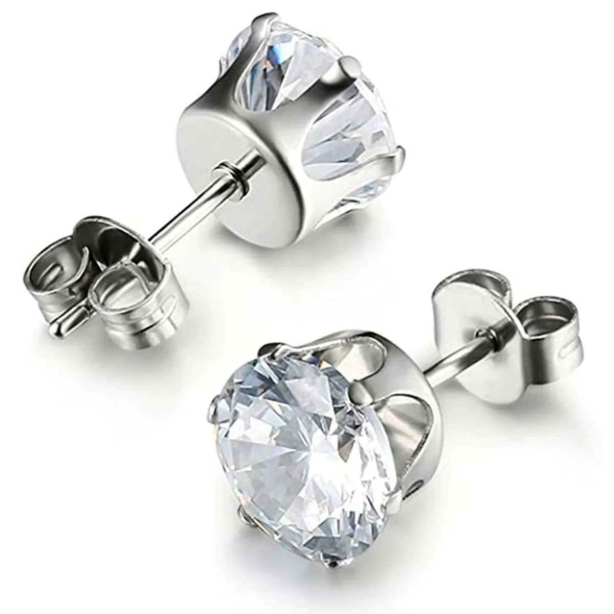 1 Pair Basic Geometric Plating Titanium Steel Zircon Ear Studs