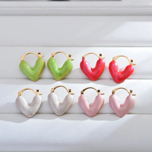 1 Pair Basic Heart Shape Copper Earrings