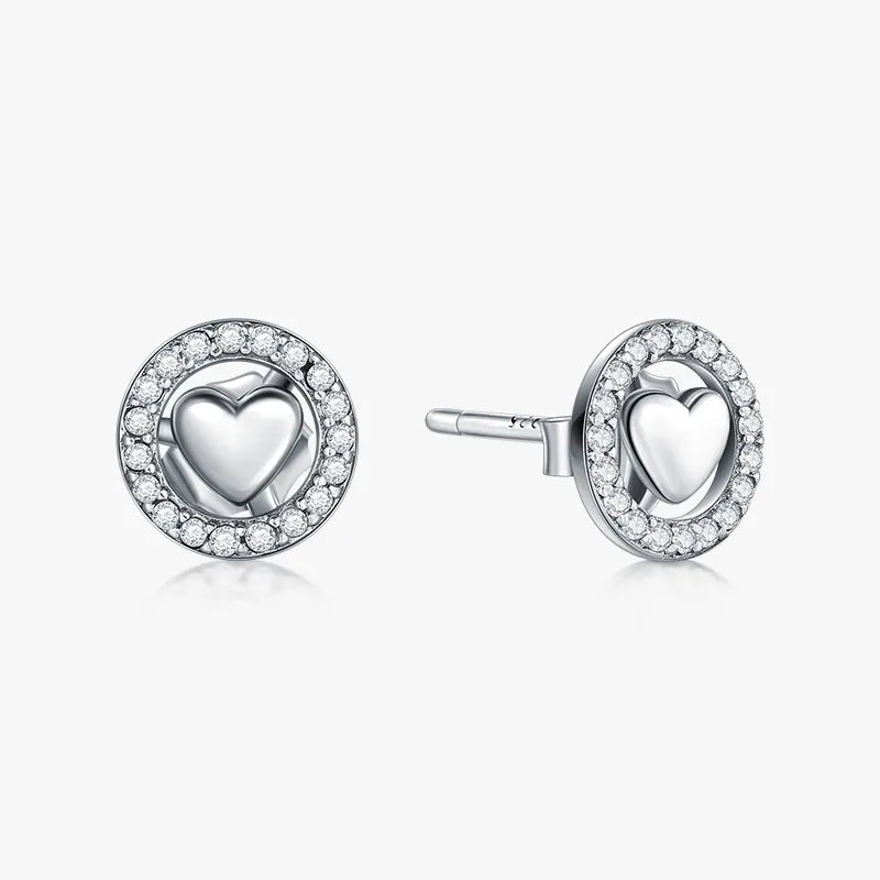 1 Pair Basic Heart Shape Sterling Silver Plating Inlay Zircon Ear Studs