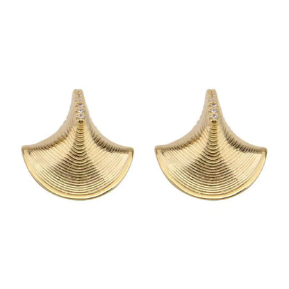 1 Pair Basic Lady Classic Style Geometric Scallop Plating 304 Stainless Steel Ear Studs