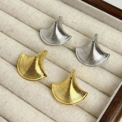 1 Pair Basic Lady Classic Style Geometric Scallop Plating 304 Stainless Steel Ear Studs