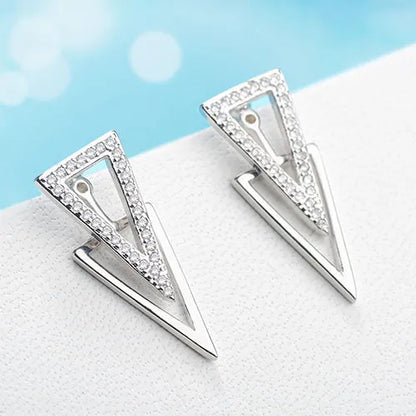 1 Pair Basic Lady Classic Style Triangle Geometric Inlay Copper Zircon Ear Studs