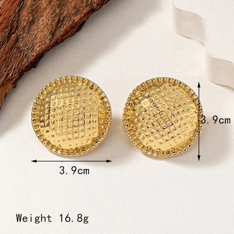 1 Pair Basic Lady Commute Round Plating Alloy 14k Gold Plated Ear Studs