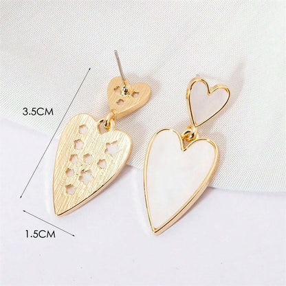 1 Pair Basic Lady Sweet Heart Shape Zinc Alloy Drop Earrings