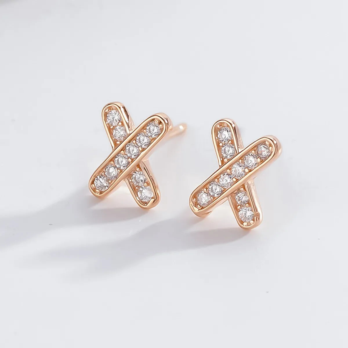 1 Pair Basic Letter Inlay Sterling Silver Zircon Ear Studs