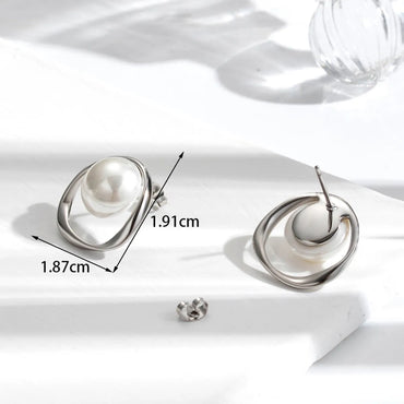 1 Pair Basic Modern Style Circle Pearl Plating 304 Stainless Steel Earrings