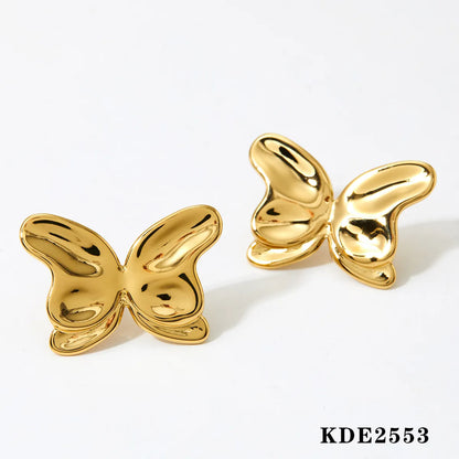 1 Pair Basic Modern Style Classic Style Butterfly 316 Stainless Steel  No Inlaid 16K Gold Plated White Gold Plated Gold Plated Ear Studs