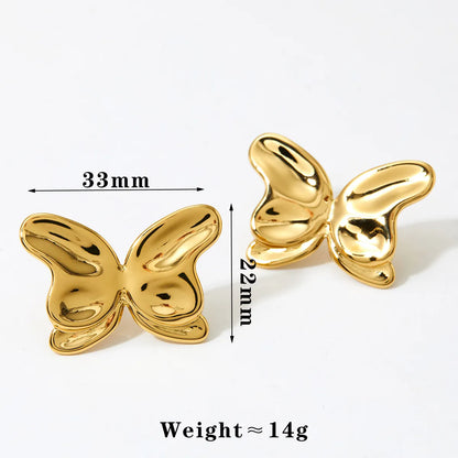 1 Pair Basic Modern Style Classic Style Butterfly 316 Stainless Steel  No Inlaid 16K Gold Plated White Gold Plated Gold Plated Ear Studs