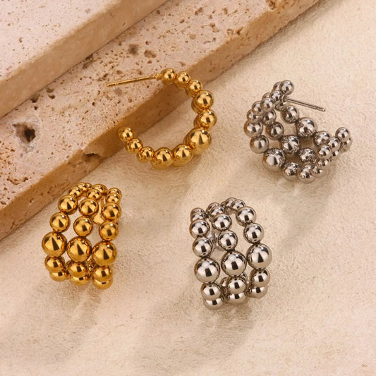 1 Pair Basic Modern Style Classic Style C Shape Geometric Beads 304 Stainless Steel 18K Gold Plated Ear Studs