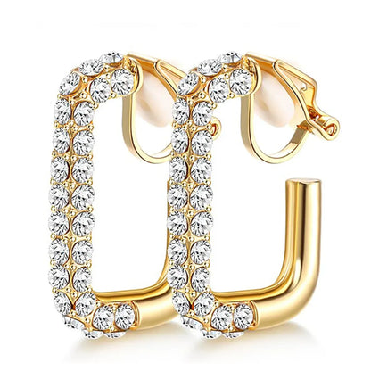 1 Pair Basic Modern Style Classic Style C Shape Geometric Plating Inlay Alloy Rhinestones Ear Cuffs