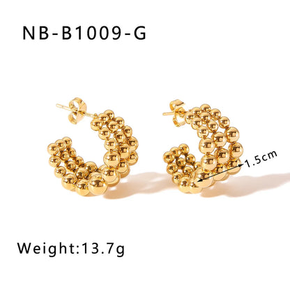 1 Pair Basic Modern Style Classic Style C Shape Geometric Plating Mesh 304 Stainless Steel Ear Studs