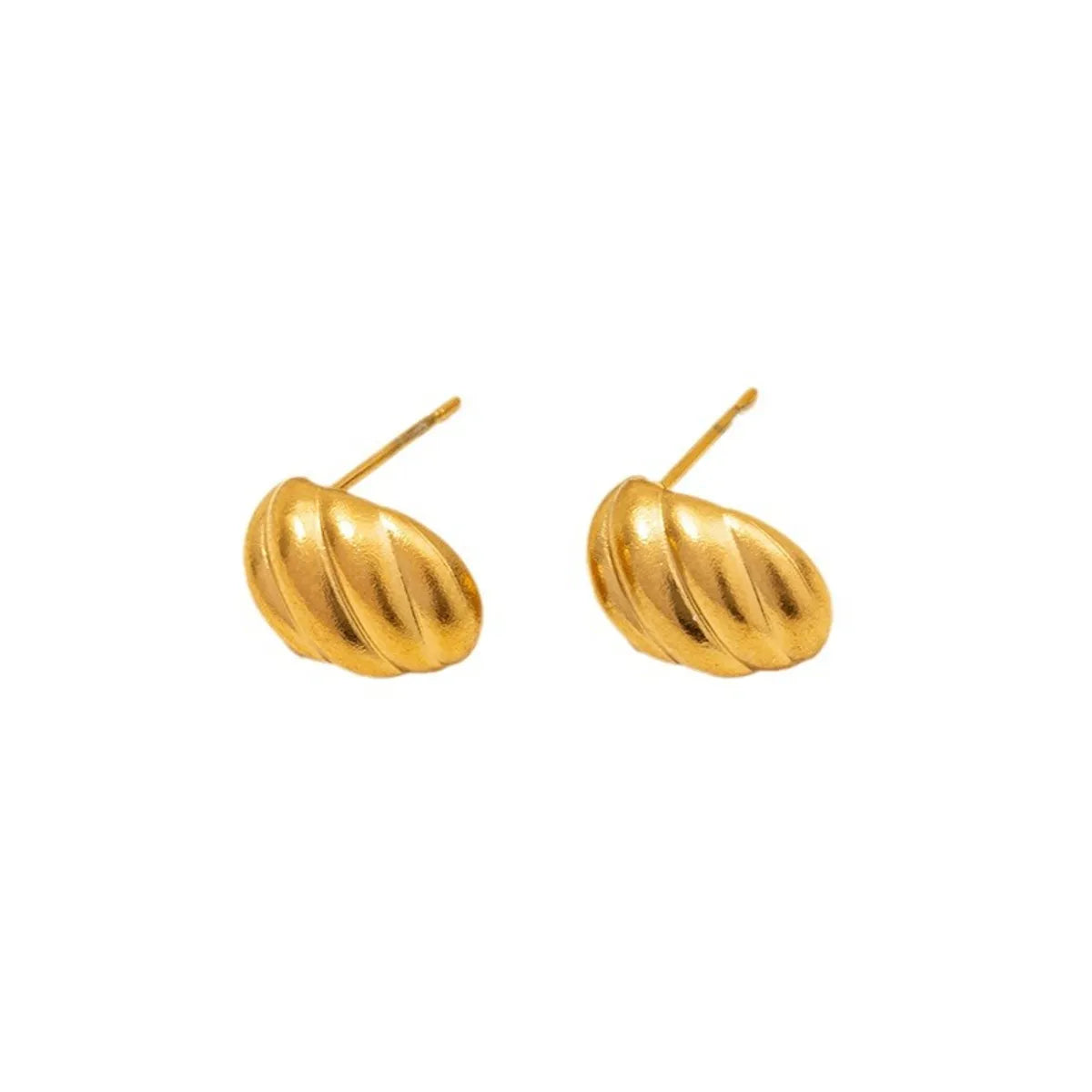 1 Pair Basic Modern Style Classic Style C Shape Solid Color Twist Plating 304 Stainless Steel 18K Gold Plated Ear Studs