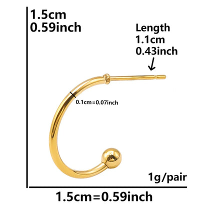 1 Pair Basic Modern Style Classic Style C Shape Solid Color Twist Plating 304 Stainless Steel 18K Gold Plated Ear Studs