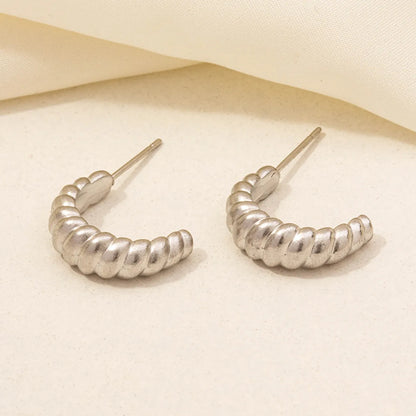 1 Pair Basic Modern Style Classic Style C Shape Solid Color Twist Plating 304 Stainless Steel 18K Gold Plated Ear Studs