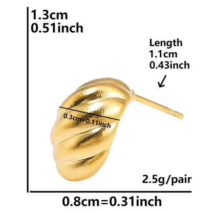 1 Pair Basic Modern Style Classic Style C Shape Solid Color Twist Plating 304 Stainless Steel 18K Gold Plated Ear Studs