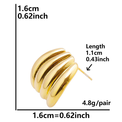 1 Pair Basic Modern Style Classic Style C Shape Solid Color Twist Plating 304 Stainless Steel 18K Gold Plated Ear Studs