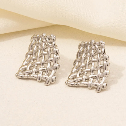 1 Pair Basic Modern Style Classic Style C Shape Solid Color Twist Plating 304 Stainless Steel 18K Gold Plated Ear Studs