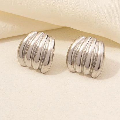 1 Pair Basic Modern Style Classic Style C Shape Solid Color Twist Plating 304 Stainless Steel 18K Gold Plated Ear Studs