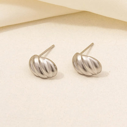 1 Pair Basic Modern Style Classic Style C Shape Solid Color Twist Plating 304 Stainless Steel 18K Gold Plated Ear Studs