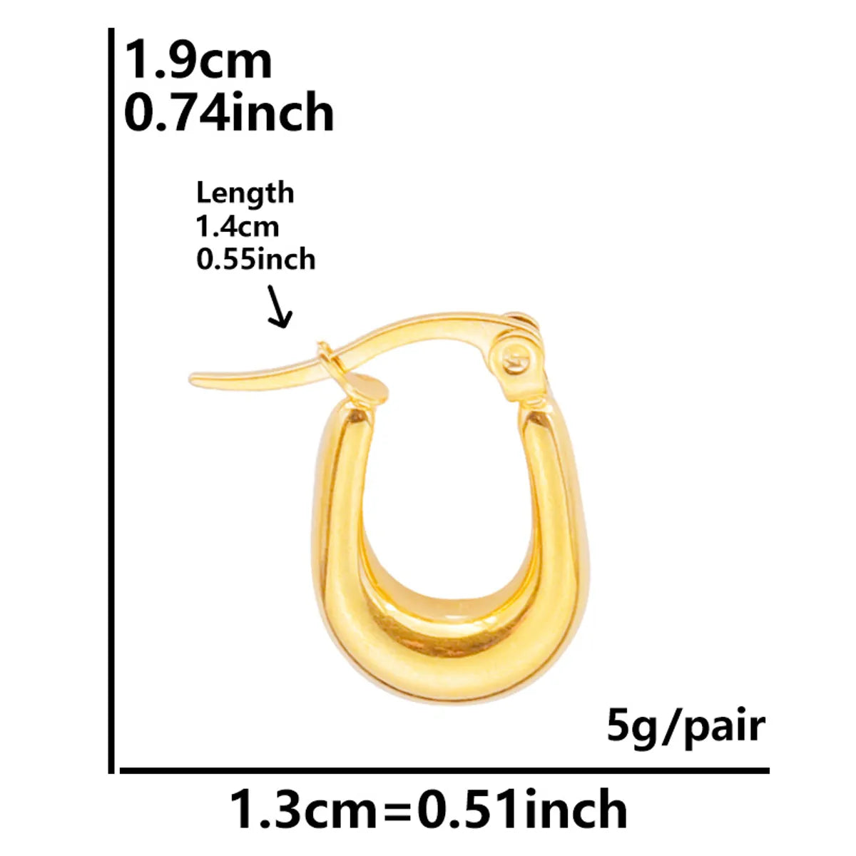 1 Pair Basic Modern Style Classic Style C Shape U Shape Solid Color Irregular Plating 304 Stainless Steel 18K Gold Plated Earrings Ear Studs