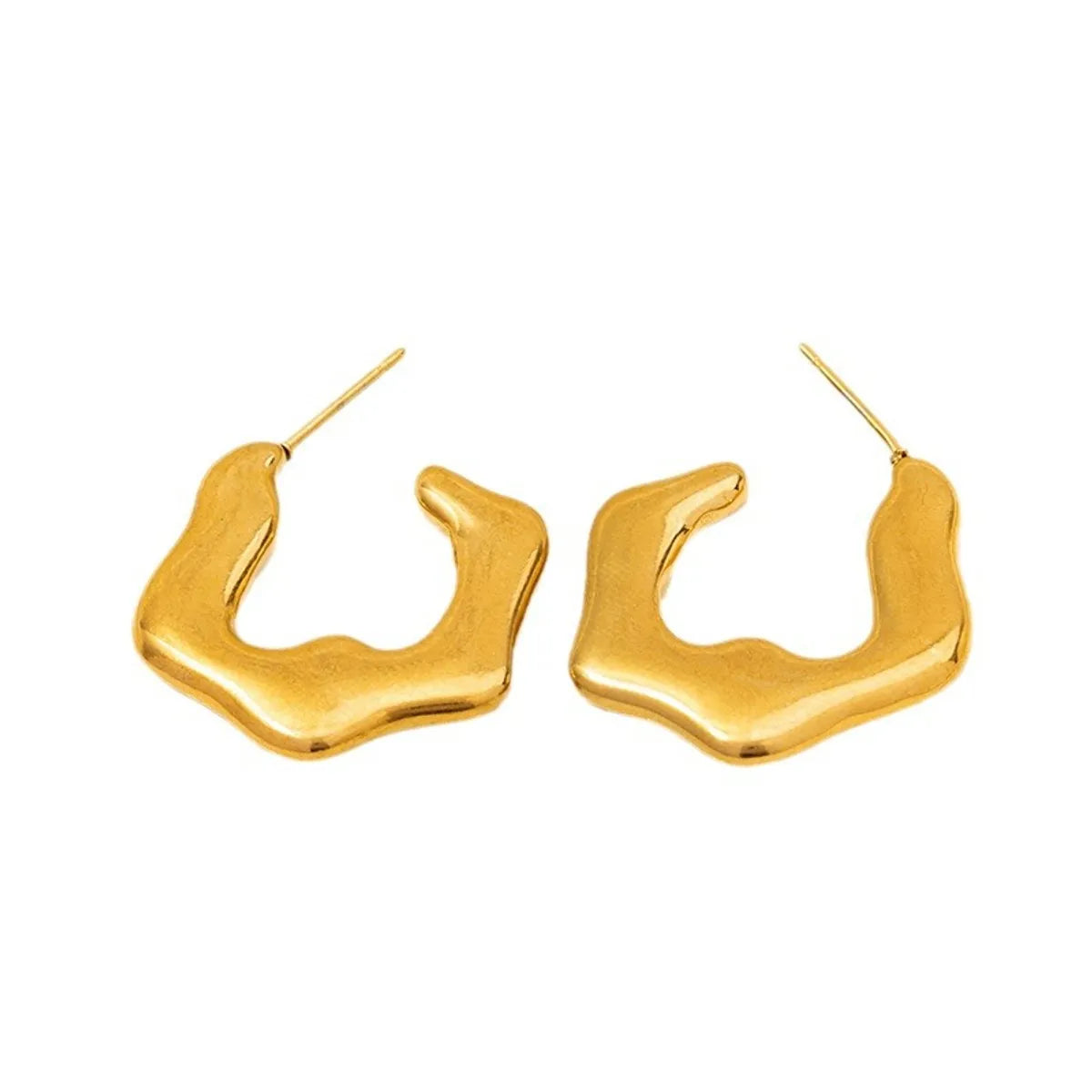 1 Pair Basic Modern Style Classic Style C Shape U Shape Solid Color Irregular Plating 304 Stainless Steel 18K Gold Plated Earrings Ear Studs