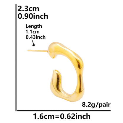 1 Pair Basic Modern Style Classic Style C Shape U Shape Solid Color Irregular Plating 304 Stainless Steel 18K Gold Plated Earrings Ear Studs