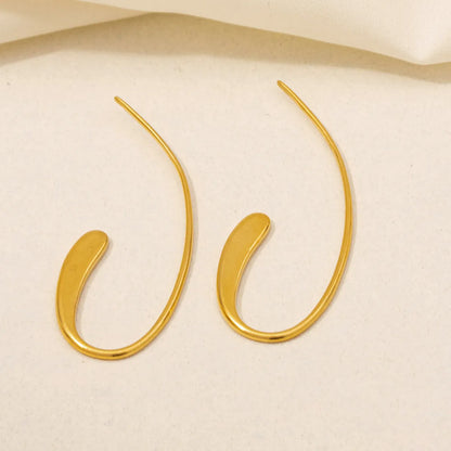 1 Pair Basic Modern Style Classic Style C Shape U Shape Solid Color Irregular Plating 304 Stainless Steel 18K Gold Plated Earrings Ear Studs