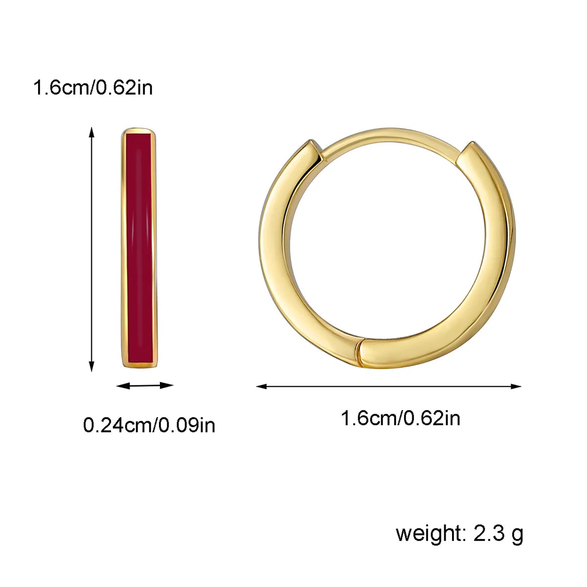 1 Pair Basic Modern Style Classic Style Circle Enamel Epoxy Inlay Brass Zircon 18K Gold Plated Hoop Earrings