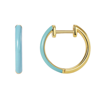 1 Pair Basic Modern Style Classic Style Circle Enamel Epoxy Inlay Brass Zircon 18K Gold Plated Hoop Earrings