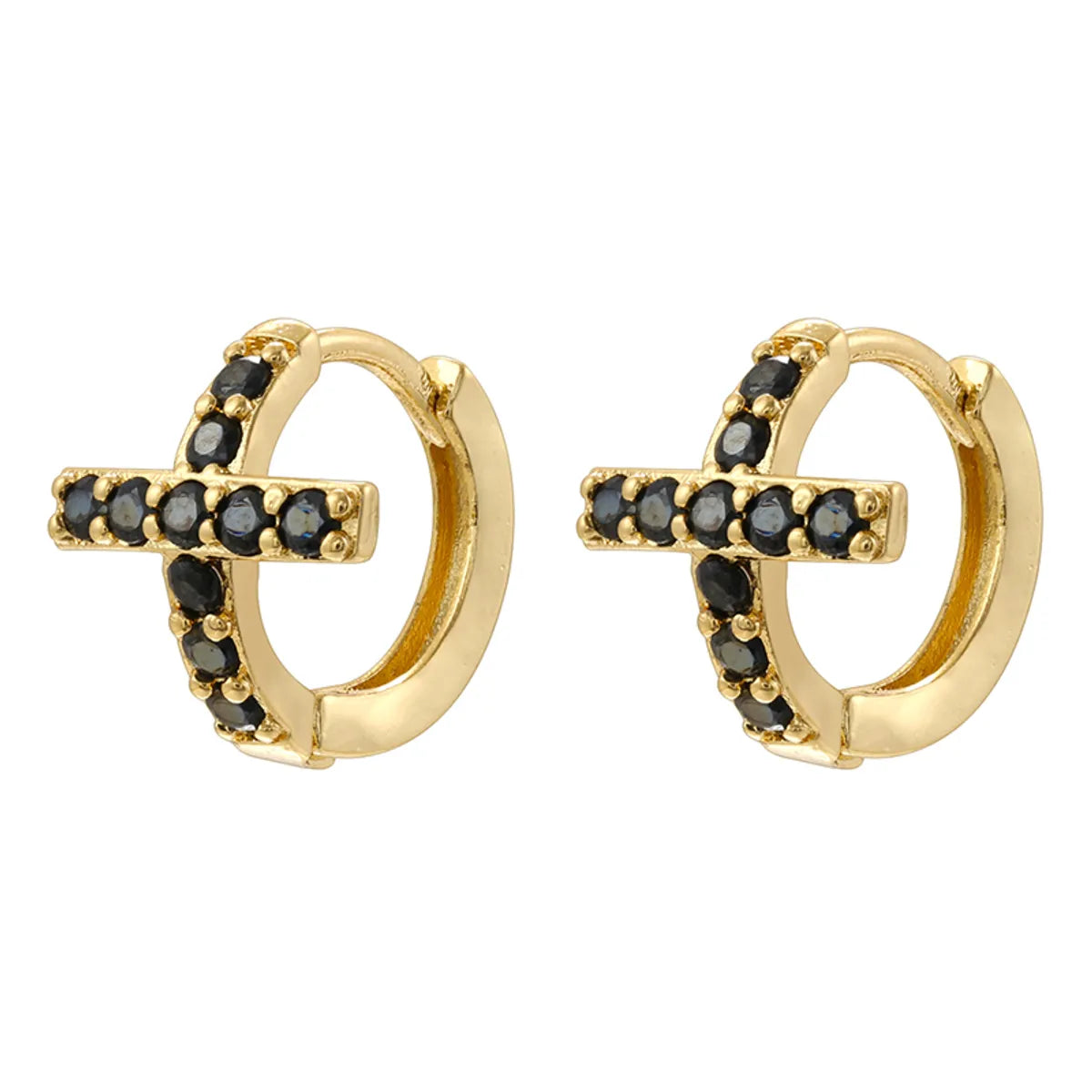 1 Pair Basic Modern Style Classic Style Cross Plating Inlay Copper Zircon 18K Gold Plated Earrings