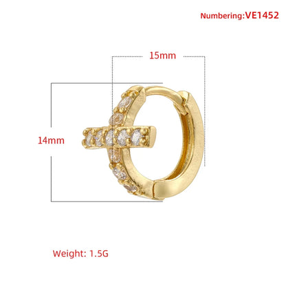 1 Pair Basic Modern Style Classic Style Cross Plating Inlay Copper Zircon 18K Gold Plated Earrings