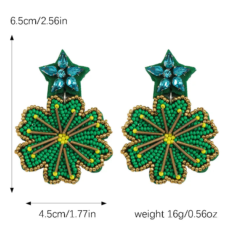 1 Pair Basic Modern Style Classic Style Flower Beaded Inlay Seed Bead Rhinestones Drop Earrings