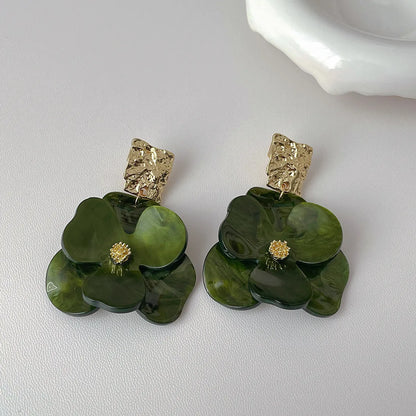 1 Pair Basic Modern Style Classic Style Flower Stoving Varnish Arylic Copper Drop Earrings