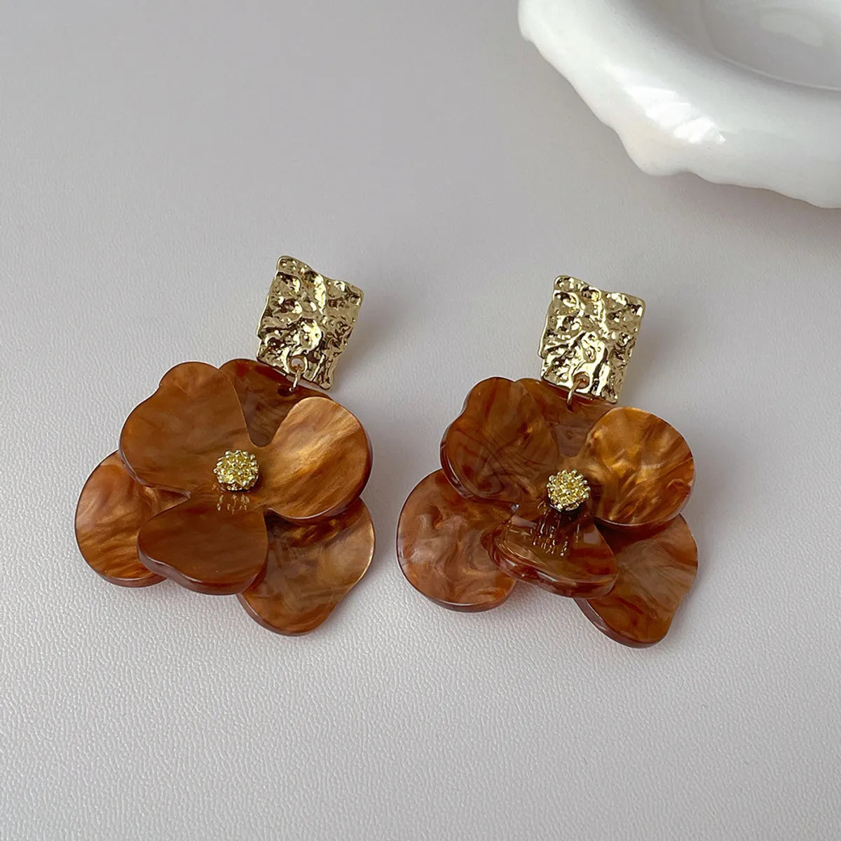 1 Pair Basic Modern Style Classic Style Flower Stoving Varnish Arylic Copper Drop Earrings