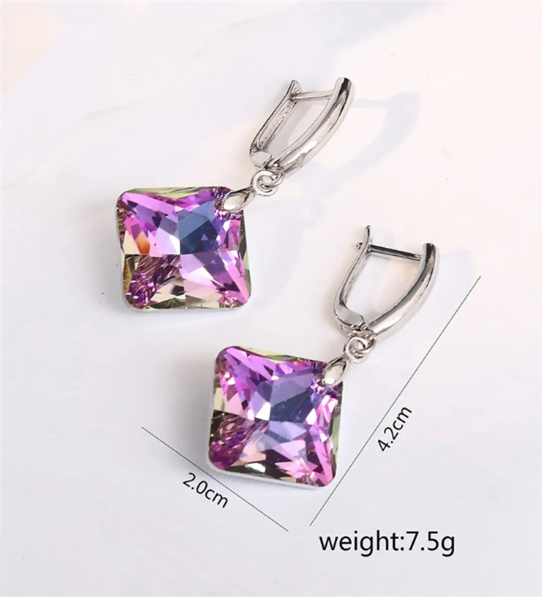 1 Pair Basic Modern Style Classic Style Geometric Glass Copper Alloy Drop Earrings