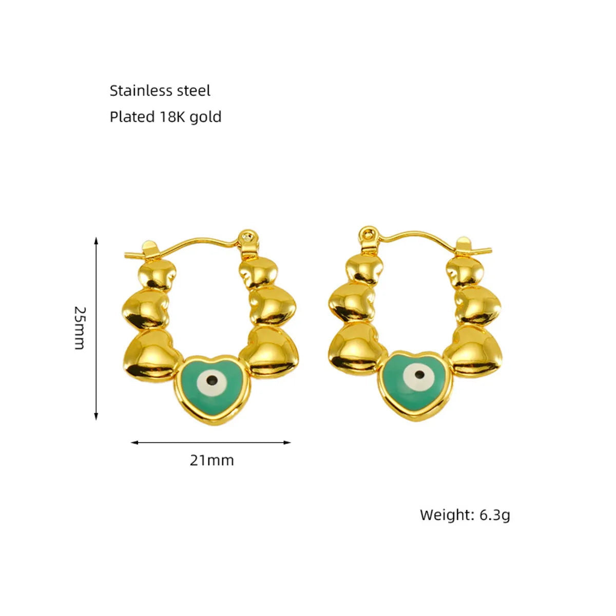 1 Pair Basic Modern Style Classic Style Geometric Heart Shape Eye Plating 304 Stainless Steel Hoop Earrings