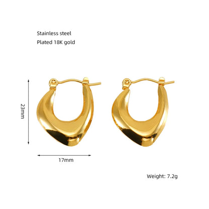 1 Pair Basic Modern Style Classic Style Geometric Heart Shape Eye Plating 304 Stainless Steel Hoop Earrings