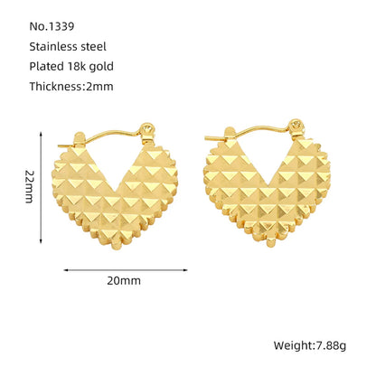 1 Pair Basic Modern Style Classic Style Geometric Heart Shape Plating 304 Stainless Steel 18K Gold Plated Hoop Earrings